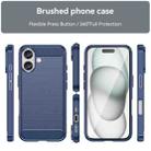 For iPhone 16 Brushed Texture Carbon Fiber TPU Phone Case(Blue) - 2