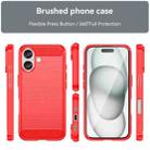 For iPhone 16 Brushed Texture Carbon Fiber TPU Phone Case(Red) - 2