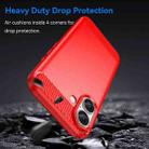 For iPhone 16 Brushed Texture Carbon Fiber TPU Phone Case(Red) - 3