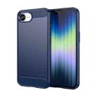 For iPhone SE 2024 Brushed Texture Carbon Fiber TPU Phone Case(Blue) - 1