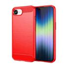 For iPhone SE 2024 Brushed Texture Carbon Fiber TPU Phone Case(Red) - 1