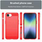 For iPhone SE 2024 Brushed Texture Carbon Fiber TPU Phone Case(Red) - 2