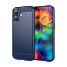 For iPhone 17 Brushed Texture Carbon Fiber TPU Phone Case(Blue) - 1