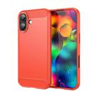 For iPhone 17 Brushed Texture Carbon Fiber TPU Phone Case(Red) - 1