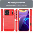 For iPhone 17 Pro Max Brushed Texture Carbon Fiber TPU Phone Case(Red) - 2
