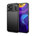 For iPhone 17 Pro Max Brushed Texture Carbon Fiber TPU Phone Case(Black) - 1