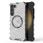 For Samsung Galaxy S23+ 5G Honeycomb Magnetic Ring Shockproof Phone Case(White) - 1