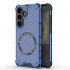 For Samsung Galaxy S25 5G Honeycomb Magnetic Ring Shockproof Phone Case(Blue) - 1