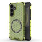 For Samsung Galaxy S25 5G Honeycomb Magnetic Ring Shockproof Phone Case(Green) - 1