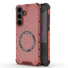 or Samsung Galaxy S25+ 5G Honeycomb Magnetic Ring Shockproof Phone Case(Red) - 1
