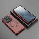 For Xiaomi 14 Pro Honeycomb Magnetic Ring Shockproof Phone Case(Red) - 2