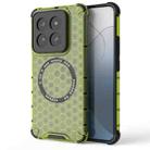 For Xiaomi 14 Pro Honeycomb Magnetic Ring Shockproof Phone Case(Green) - 1