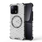 For Xiaomi 13 Honeycomb Magnetic Ring Shockproof Phone Case(White) - 1