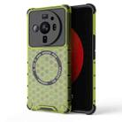 For Xiaomi 12S Ultra Honeycomb Magnetic Ring Shockproof Phone Case(Green) - 1