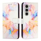 For Samsung Galaxy Z Fold6 PT003 Marble Pattern Flip Leather Phone Case(Galaxy Marble White) - 1