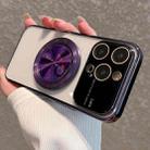 For iPhone 13 Pro Electroplated Large Window Bracket PC Phone Case(Purple) - 1