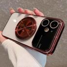 For iPhone 11 Electroplated Large Window Bracket PC Phone Case(Red) - 1