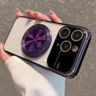 For iPhone 11 Pro Max Electroplated Large Window Bracket PC Phone Case(Purple) - 1