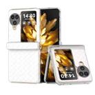 For OPPO Find N3 Flip 3 in 1 Woven Texture Transparent Frame PU Phone Case(White) - 1