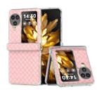 For OPPO Find N3 Flip 3 in 1 Woven Texture Transparent Frame PU Phone Case(Pink) - 1