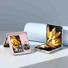 For OPPO Find N3 Flip 3 in 1 Woven Texture Transparent Frame PU Phone Case(Pink) - 2