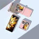 For OPPO Find N3 Flip 3 in 1 Woven Texture Transparent Frame PU Phone Case(Pink) - 3