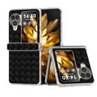 For OPPO Find N3 Flip 3 in 1 Woven Texture Transparent Frame PU Phone Case(Black) - 1