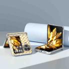 For OPPO Find N3 Flip 3 in 1 Woven Texture Transparent Frame PU Phone Case(Gold) - 2