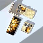 For OPPO Find N3 Flip 3 in 1 Woven Texture Transparent Frame PU Phone Case(Gold) - 3