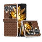 For OPPO Find N3 Flip 3 in 1 Woven Texture Transparent Frame PU Phone Case(Brown) - 1
