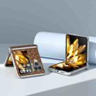 For OPPO Find N3 Flip 3 in 1 Woven Texture Transparent Frame PU Phone Case(Brown) - 2
