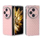 For OPPO Find N3 Woven Texture Transparent Frame PU Phone Case(Pink) - 1