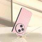 For OPPO Find N3 Woven Texture Transparent Frame PU Phone Case(Pink) - 2