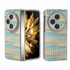 For OPPO Find N3 Colorful Rhombic Texture Transparent Frame PU Phone Case(Blue) - 1