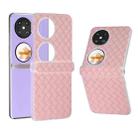 For Huawei Pocket 2 3 in 1 Woven Texture Frosted Translucent Frame PU Phone Case(Pink) - 1