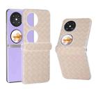 For Huawei Pocket 2 3 in 1 Woven Texture Frosted Translucent Frame PU Phone Case(Beige) - 1