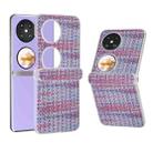 For Huawei Pocket 2 3 in 1 Colorful Rhombic Texture Frosted Translucent Frame PU Phone Case(Purple) - 1