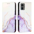 For Motorola Edge 30 Neo PT003 Marble Pattern Flip Leather Phone Case(White Purple) - 2