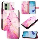 For Motorola Edge 40 5G Global PT003 Marble Pattern Flip Leather Phone Case(Pink Purple Gold) - 1