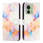 For Motorola Edge 40 5G Global PT003 Marble Pattern Flip Leather Phone Case(Galaxy Marble White) - 2