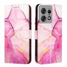 For Motorola Edge 50 Pro PT003 Marble Pattern Flip Leather Phone Case(Pink Purple Gold) - 2