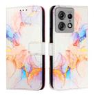 For Motorola Edge 50 Pro PT003 Marble Pattern Flip Leather Phone Case(Galaxy Marble White) - 2