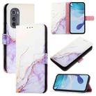 For Motorola Edge 2022 / Edge 5G UW 2022 PT003 Marble Pattern Flip Leather Phone Case(White Purple) - 1