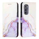 For Motorola Edge 2022 / Edge 5G UW 2022 PT003 Marble Pattern Flip Leather Phone Case(White Purple) - 2