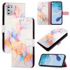 For Motorola Moto G Stylus 2021 4G PT003 Marble Pattern Flip Leather Phone Case(Galaxy Marble White) - 1