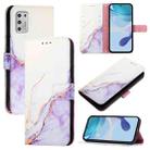 For Motorola Moto G Stylus 2021 4G PT003 Marble Pattern Flip Leather Phone Case(White Purple) - 1