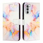 For Motorola Moto G52 / G82 / G71s PT003 Marble Pattern Flip Leather Phone Case(Galaxy Marble White) - 2