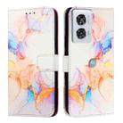 For Motorola Edge 50 Fusion PT003 Marble Pattern Flip Leather Phone Case(Galaxy Marble White) - 2