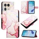 For Motorola Edge 50 Ultra PT003 Marble Pattern Flip Leather Phone Case(Rose Gold) - 1