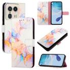 For Motorola Edge 50 Ultra PT003 Marble Pattern Flip Leather Phone Case(Galaxy Marble White) - 1